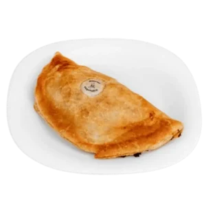 Freshly baked jerk chicken and mango chutney pasty with golden flaky pastry.