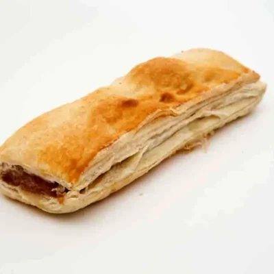 Golden-brown flaky Sausage Roll.